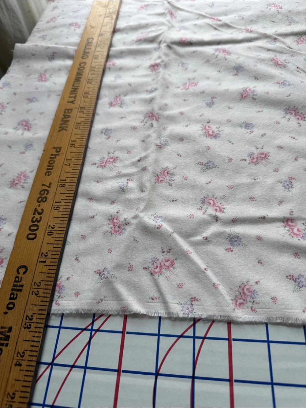 Vintage Style Floral Flannel Fabric Pink Roses Cottagecore 2 Yards x 44